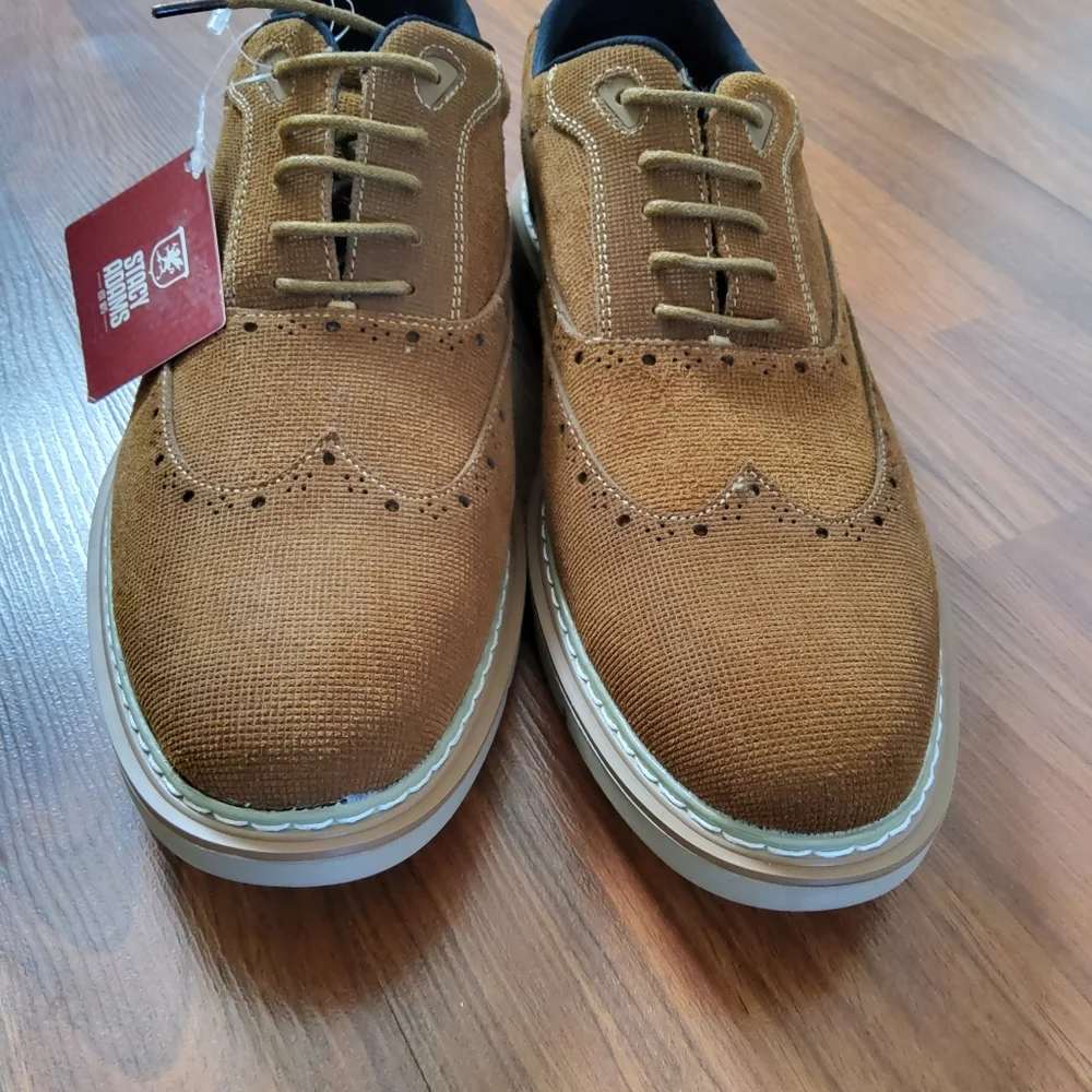 Stacy Adams Men's Suede Wing Tip Size 8.5 Brown - Picture 4 of 11